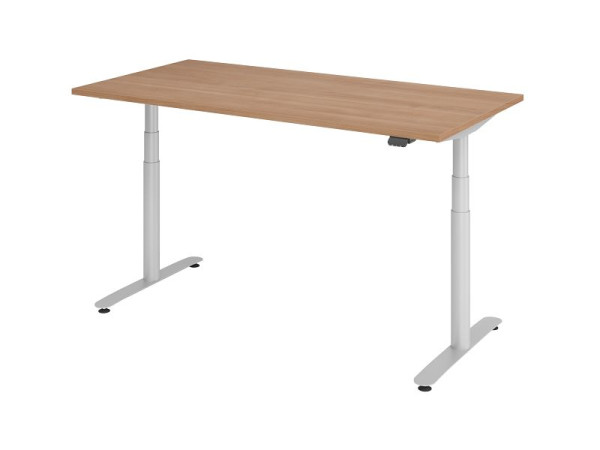 Hammerbacher zit-sta bureau elektrisch 160x80cm walnoot/zilver, VXDLR16/N/S