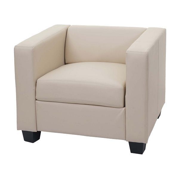 Mendler fauteuil loungestoel Lille, imitatieleer, creme, 14203+14241