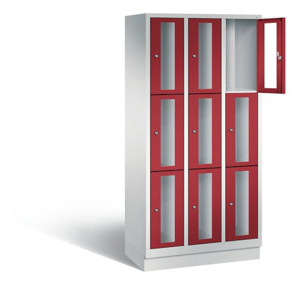 C+P lockerkast Classic, H1800xB900xD500mm, kleur: lichtgrijs/robijnrood, 8020A303 S10000