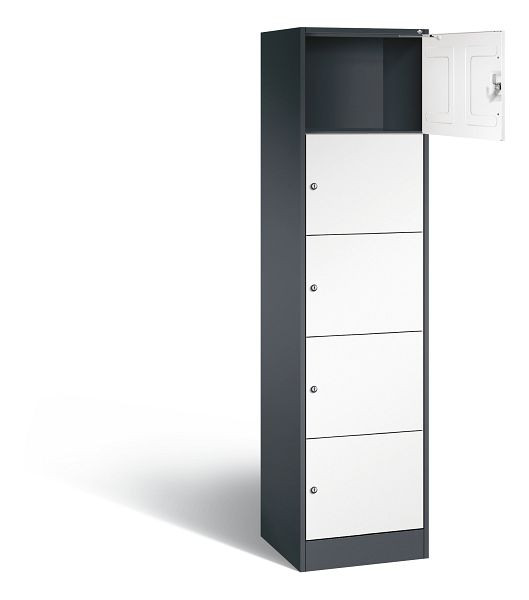 C+P lockerkast serie 8070, H1950xB460xD480mm, kleur: zwartgrijs / verkeerswit, 82700-10 S10392
