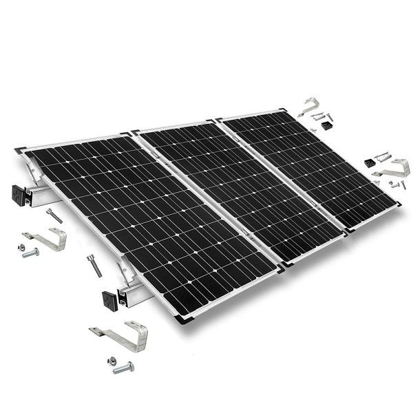 Offgridtec montageset met gewone dakhaak voor montage op een schuin dak 3 zonnepanelen framehoogte 35 mm, 8-01-013770-006