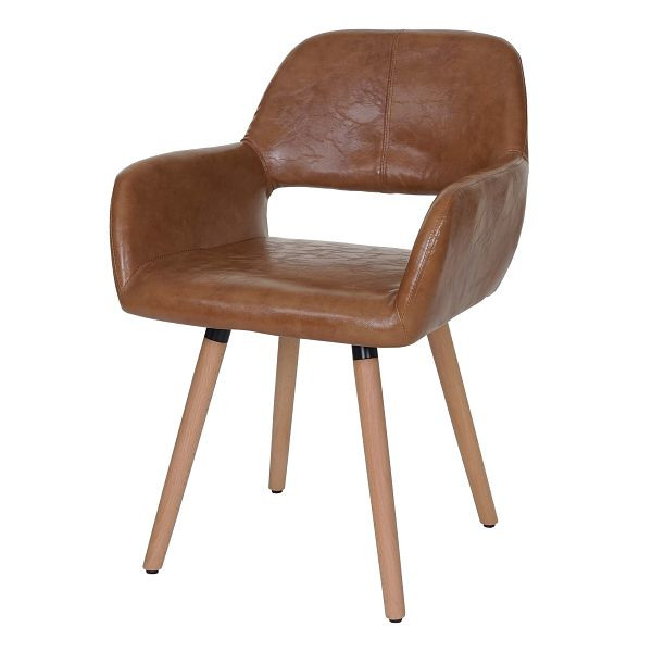 Mendler eetkamerstoel HWC-A50 II, keukenstoel, retro jaren 50 design, kunstleer, imitatiesuede, lichte poten, 48434