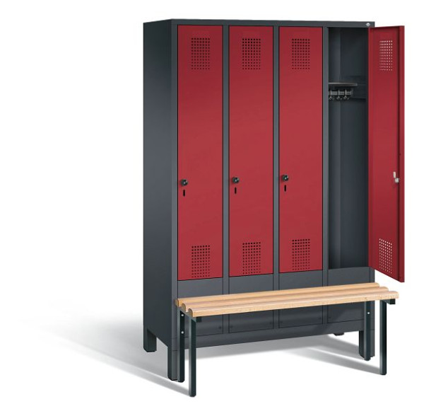 C+P Evolo garderobe, H1850xW1190xD815mm, kleur: zwartgrijs/robijnrood, 48030-40 S10227