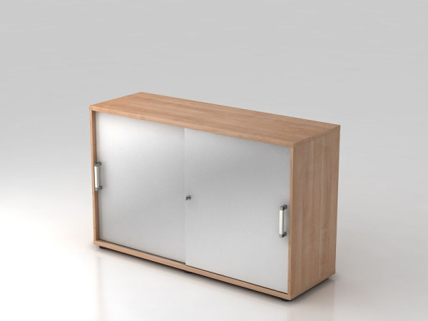 Hammerbacher schuifdeurkast 2OH 120cm chroomgreep walnoot/zilver, 120x40x74,8 cm (BxDxH), V1752S/N/S/CE