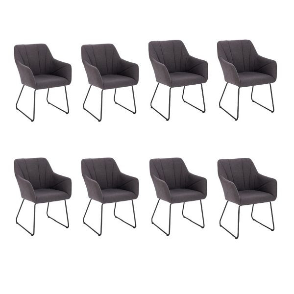 HOME DELUXE armleuningstoel set van 8 PAKU – geweven stof antraciet, 50883