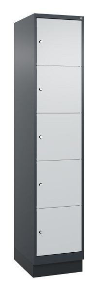 C+P lockerkast Classic PLUS, onderstel, 1950x400x500mm, 7016/7035, met 5 vakken, 080020-125 S10016