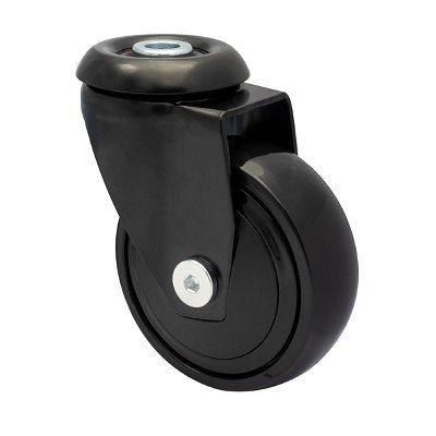 WAGNER Möbel-Lenkrolle 3C-SERIE RÜLO D75mm, TPE, schwarz, soft, Kugellager Tragkraft 75kg, VE: 4 Stück, 1127701