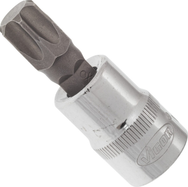 VIGOR TORX® schroevendraaierbit, hol vierkant 10 mm (3/8 inch), binnen TORX® profiel, T55, lengte: 49 mm, voor handbediening, V2295N