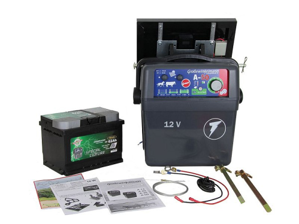 Growi accuapparaat A-50 complete set, incl. zonnepaneel 25 W en accu 62 Ah, 10012490