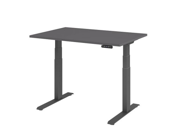 Hammerbacher bureau XDKB12, 120 x 80 cm, blad: grafiet, 25 mm dik, ABS dikke rand, rechthoekige vorm, grafiet, VXDKB12/G/G