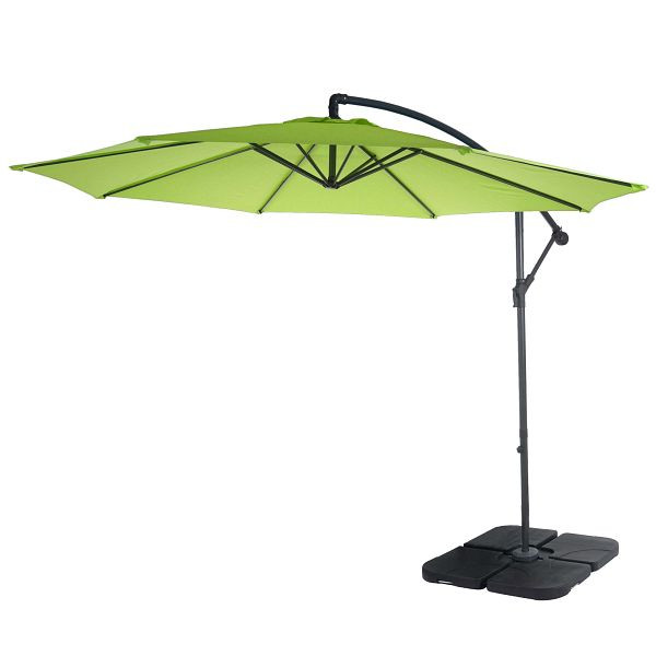 Mendler Acerra verkeerslichtparaplu, zonnescherm, Ø 3m kantelbaar, polyester/staal 11kg, groen-citroen met standaard, 46815+31831