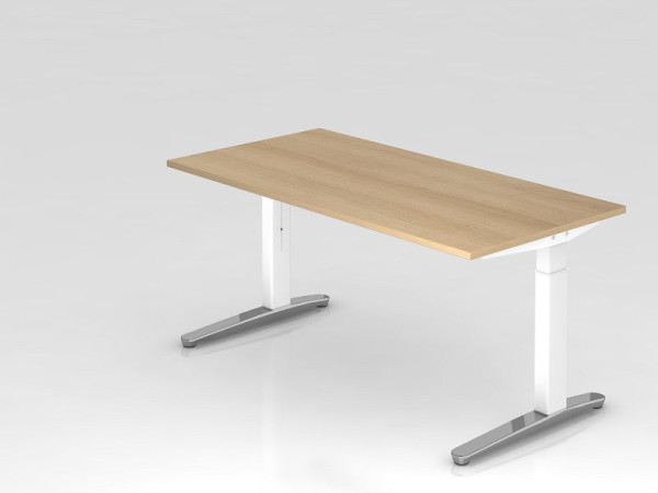 Hammerbacher bureau C-poot 160x80cm eiken/wit, gepolijst, rechthoekige vorm, VXB16/E/WC