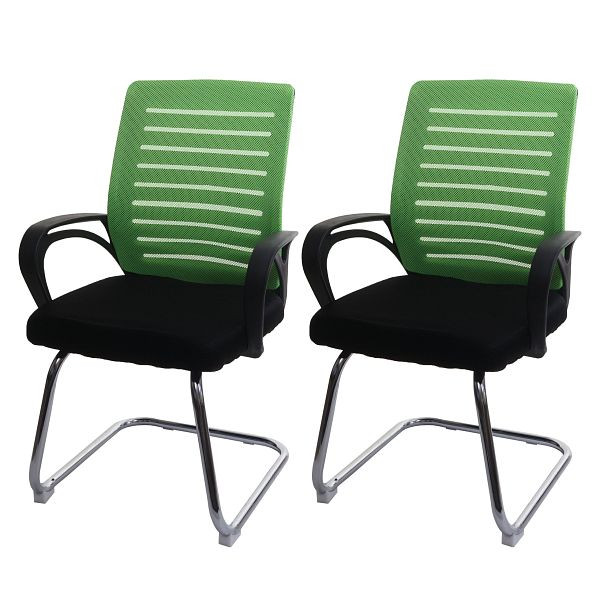 Mendler set van 2 vergaderstoelen HWC-K51, vrijdragende bezoekersstoel, 150kg draagvermogen stof/textiel, groen, 94533