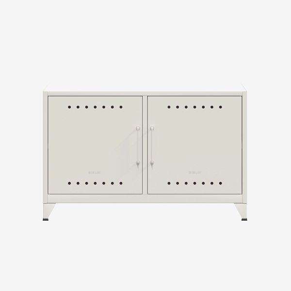 Bisley Fern Cabby Dressoir, met vaste plank, kabeldoorvoer in de achterwand en klittenband kabelhouder, verkeerswit (696), FERCAB696
