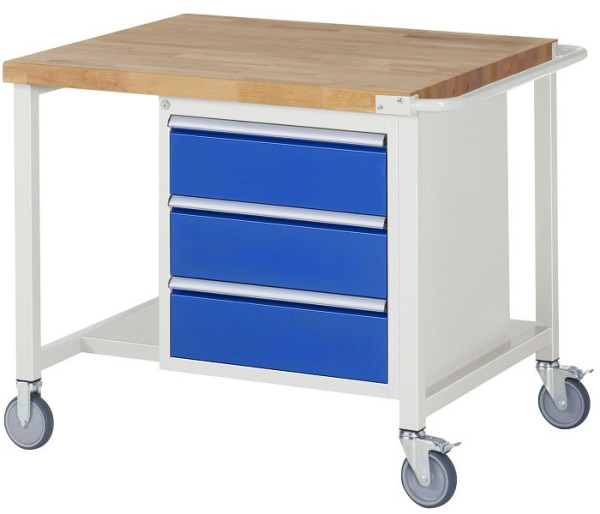 RAU verrijdbare werkbank 8000 - model 8157, B1000 x D900 x H880-1080 mm, systeemonderstel B995 x D850 mm, 3 laden, 05-8157A6-109B4H.11