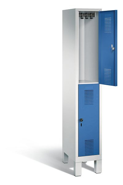 C+P locker dubbeldekker Evolo, H1850xB320xD500mm, kleur: lichtgrijs / gentiaanblauw, 48310-10 S10035