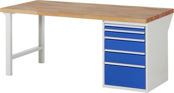 RAU werkbank serie 7000 - modulair ontwerp, 5 x laden, 2000x840x900 mm, 03-7511A1-209B4S.11