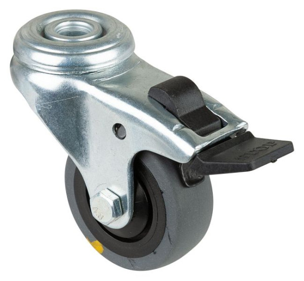 BS Wielen Apparaatwiel met rem, breedte 18 mm, Ø50 mm, tot 50 kg, grijs rubber, elektrisch geleidend, kogellager, VE = 4 stuks, A321.A89.050