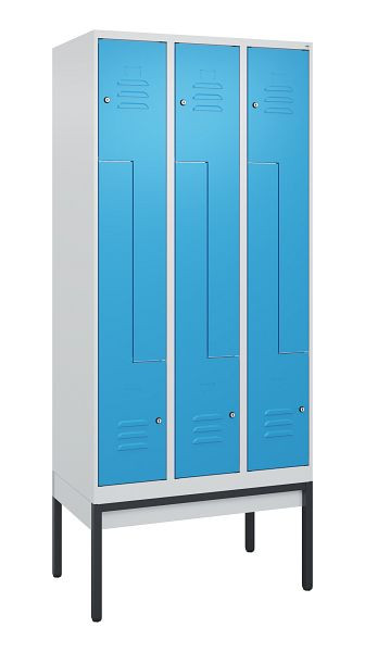 C+P Z-Spind Classic PLUS, Gestell, 6 Abteile, 2120x900x500mm, 7035/5012, Zylinderschlösser, 0800337-306 S10019
