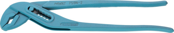 Hazet universele tang, waterpomptang, kop en scharnier geslepen blank, doorgestoken scharnier, oppervlak: blauw gelakt, DIN ISO 8976, 759N-2
