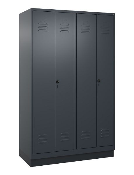C+P Umkleidespind Classic PLUS, Doppel-Spind, Sockel, 4 Abteile, 1950x1200x500mm, 7016/7016, Drehriegel, 080022-40P S10012