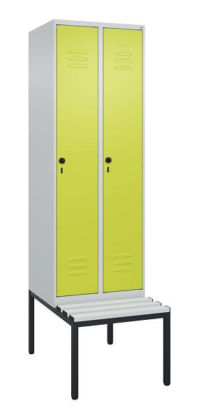 C+P luierkastje Classic PLUS met middenwand, bank, 2 vakken, 2120x600x815mm, 7035/0024, draaibare sluiting, 0800507-20F S10040