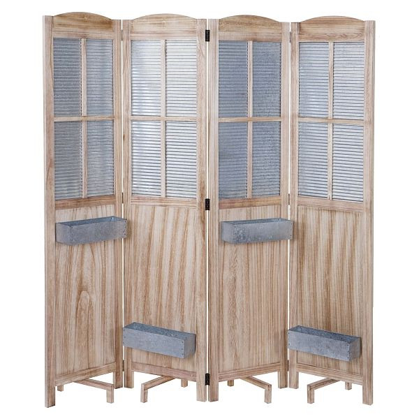 Mendler Paravent HWC-D26 plantenmanden, scheidingswand, spaans muur privacyscherm, hout metaal 170x161x29cm, 62645+62646