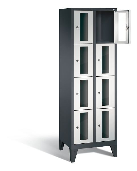 C+P lockerkast Classic, H1850xW610xD500mm, kleur: zwartgrijs/lichtgrijs, 8010A204 S10013