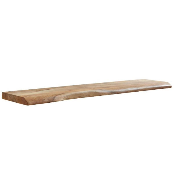 Wohnling wandplank met boomrand massief acaciahout 120 cm, design zwevende plank wandplank massief, natuurlijk houten plank, hangplank in landelijke stijl, WL6.515