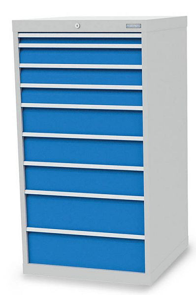 Bedrunka + Hirth ladekast, diepte 736 mm, R 24-24, 705 x 736 x 1319 mm, paneelhoogte in mm: 1x50, 3x100, 3x150, 2x200, 713 / 1332V10