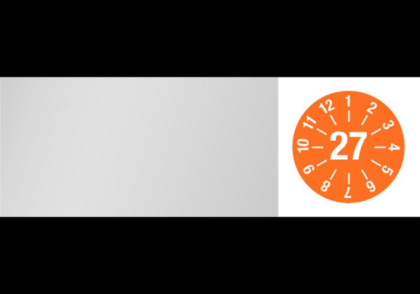 DENIOS kabeltestbadge "27", oranje, folie, 60 x 20 mm, VE: 80 stuks, 290-114