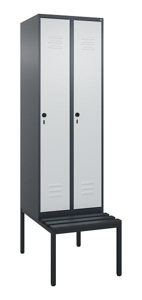 C+P luierkastje Classic PLUS, met onderbank, 2 vakken, 2120x600x815mm, 7016/7035, draaibare sluiting, 0800507-20 S10043