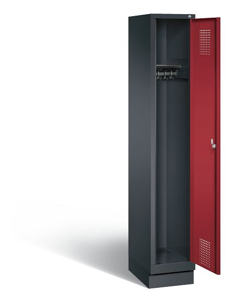 C+P Evolo kleerkast, H1800xB320xD500mm, kleur: zwart-grijs/robijnrood, 48020-10 S10044
