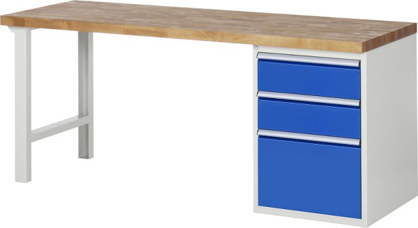 RAU werkbank serie 7000 - modulair ontwerp, onderbouwbak (3x lade), 2000x840x700 mm, 03-7507A1-207B4S.11