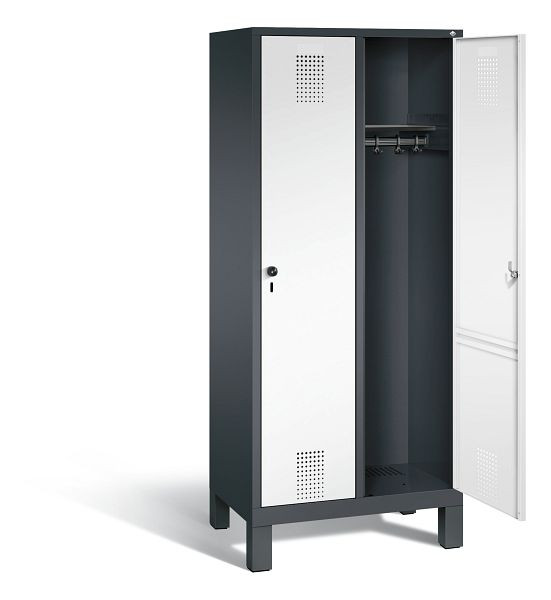 C+P garderobe Evolo, H1850xW810xD500mm, kleur: zwartgrijs / verkeerswit, 48010-22 S10340