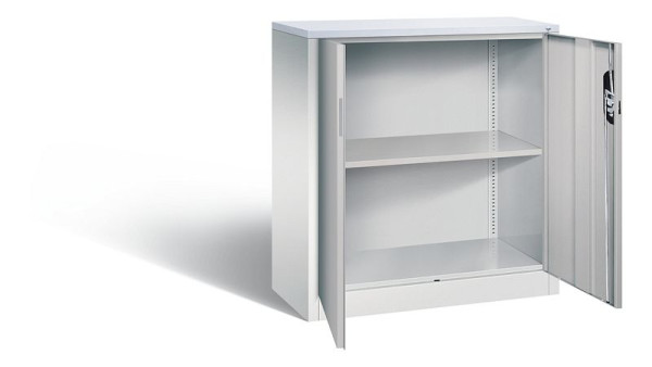 C+P kantoorkast Acurado, H1000xB930xD400mm, kleur: lichtgrijs/wit aluminium, verzonken handgreep, 2 niveaus, 9266-1200 S10314