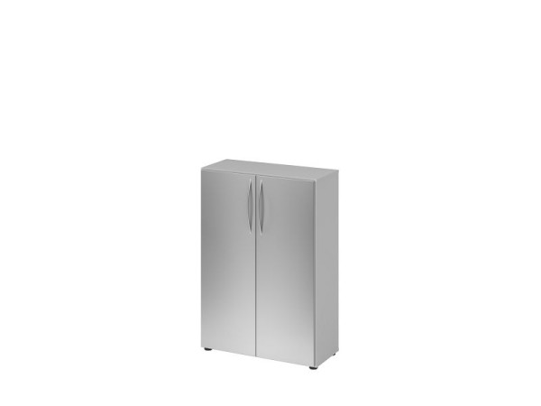 Hammerbacher kast 4550 BM, 3 OH, corpuskleur: grijs / frontkleur: zilver, 80 x 34,6 x 114,4 cm (BxDxH), gebogen handgreep BM, V4550/5/S/BM