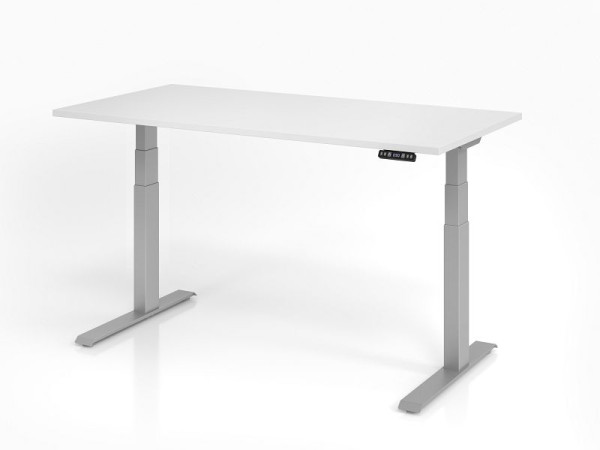 Hammerbacher bureau XDKB16, 160 x 80 cm, blad: wit, 25 mm dik, ABS dikke rand, rechthoekige vorm, VXDKB16/W/S