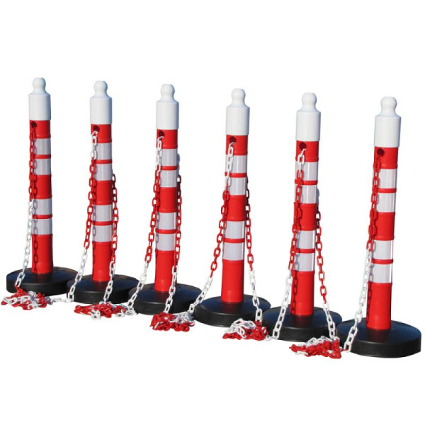 Stone HGS kettingpalen set van 6 -Maxi Plus- van PP, H 1200 mm, Ø 110 mm, met afzetketting, maximale lengte 25 m, 15843