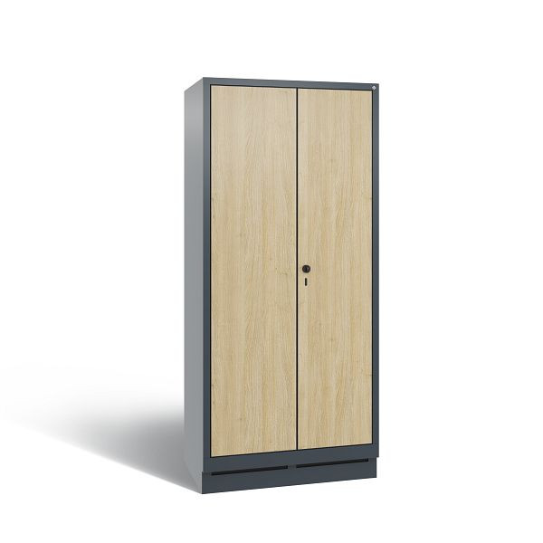 C+P locker Evolo, 2 compartimenten, H1800B810T500 mm, antraciet/HPL eiken, 48022-22B S10089