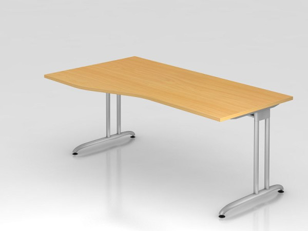Hammerbacher bureau C-poot 180x100/80cm beuken, horizontale kabelgoot, werkhoogte 72 cm, VBS18/6/S