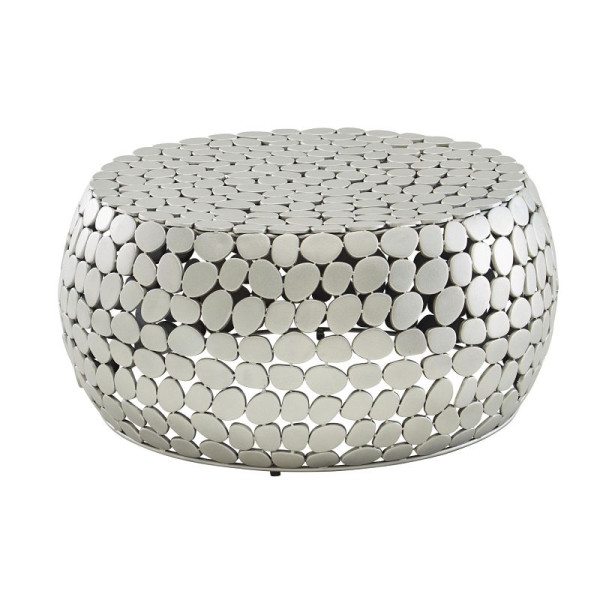 Wohnling salontafel metaal zilver 66x66x32 cm banktafel aluminium design woonkamertafel rond kleine salontafel modern WL6.691