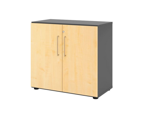 Hammerbacher kast 928T2, 2 OH, body: grafiet / voorkant: esdoorn, 80x41,7x74,8 cm, openingshoek 110°, backlock, V928T2/G/3/BS