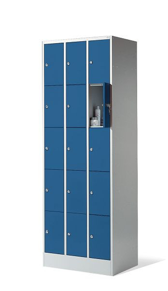 C+P lockerkast serie 8070, H1950xB680xD480mm, kleur: lichtgrijs / verre blauw, 80700-30 S10258