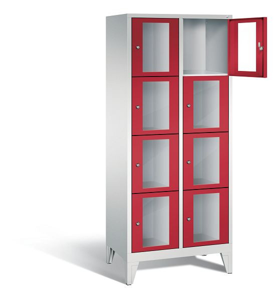 C+P lockerkast Classic, H1850xW810xD500mm, kleur: lichtgrijs / vuurrood, 8010A224 S10017