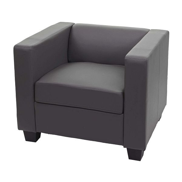 Mendler fauteuil loungestoel Lille, imitatieleer, donkergrijs, 75142+75143