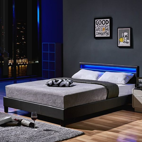 HOME DELUXE LED bed ASTRO - 140 x 200 cm donkergrijs, 7311