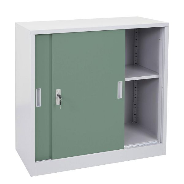 Mendler archiefkast Boston HWC-F41, stalen kast kantoorkast, met afsluitbare schuifdeuren 90x90x45cm, groen, 69591