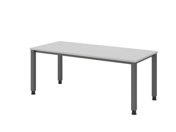 Hammerbacher bureau QS19, 180 x 80 cm, blad: grijs, 25 mm dik, 4-poots frame in grafiet (vergelijkbaar met RAL 7012), werkhoogte 68-83,5 cm, VQS19/5/G