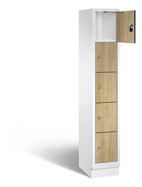 C+P lockerkast Evolo, H1800xB320xD500mm, kleur: verkeerswit / decor eiken Sereno, 48020-105 S10095